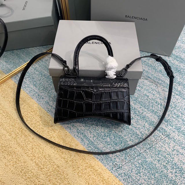 Balenciaga女包 巴黎世家Hourglass沙漏包 BG8896 鱷魚紋牛皮巴黎世家手提包  fyd1430